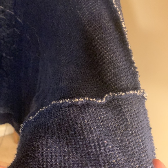 Worn washed blue , oversized BOHO Sweatshirt , exposed seams - Picture 3 of 5